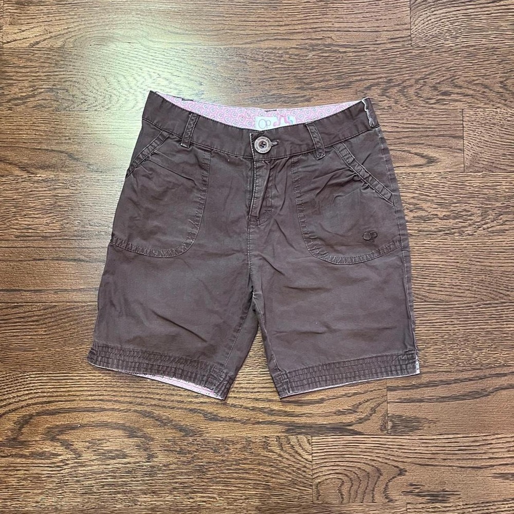 🍟y2k vintage KIDS ocean pacific brown cargo floral lined shorts size 7